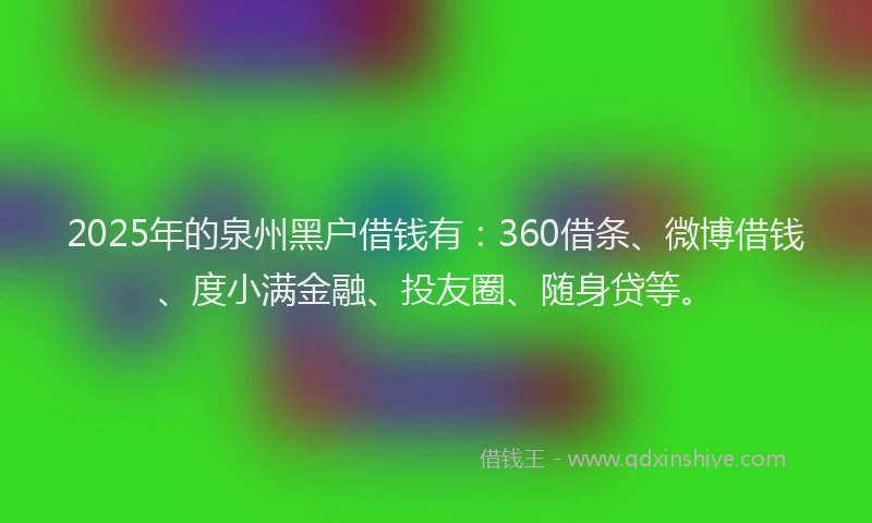 2025年的泉州黑户借钱有：360借条、微博借钱、度小满金融、投友圈、随身贷等。