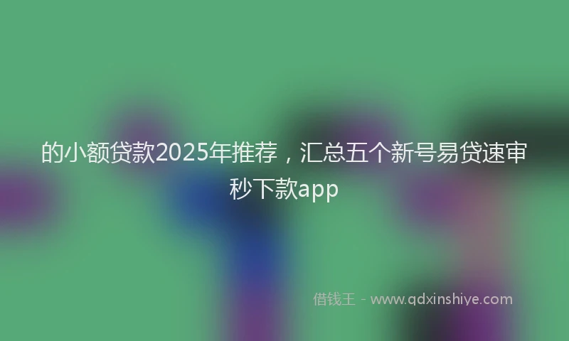 的小额贷款2025年推荐，汇总五个新号易贷速审秒下款app