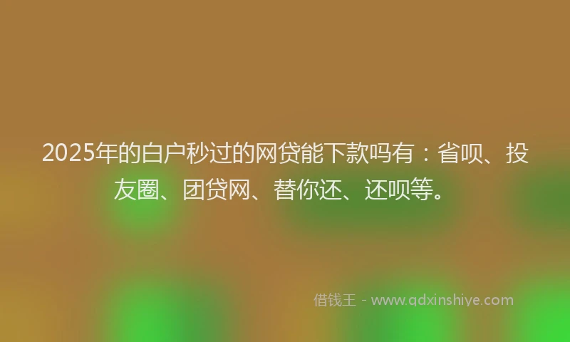2025年的白户秒过的网贷能下款吗有：省呗、投友圈、团贷网、替你还、还呗等。
