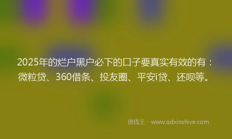 2025年的烂户黑户必下的口子要真实有效的有：微粒贷、360借条、投友圈、平安i贷、还呗等。