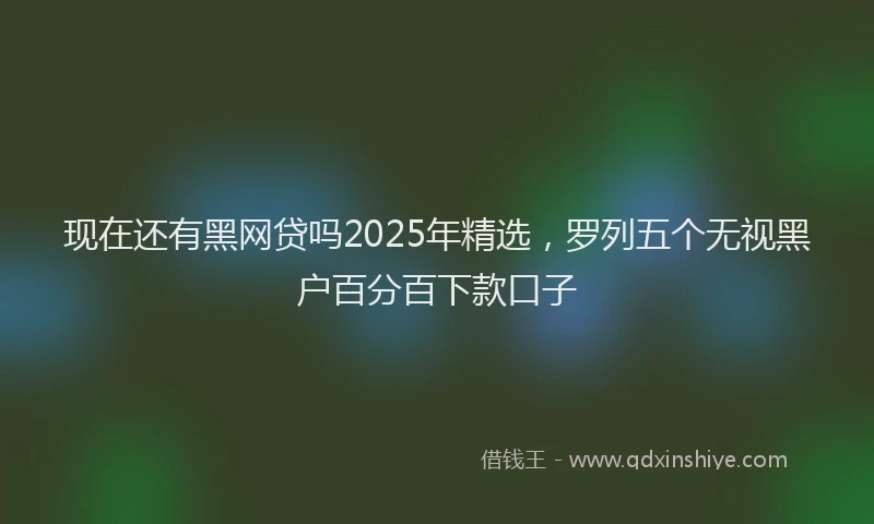 现在还有黑网贷吗2025年精选，罗列五个无视黑户百分百下款口子