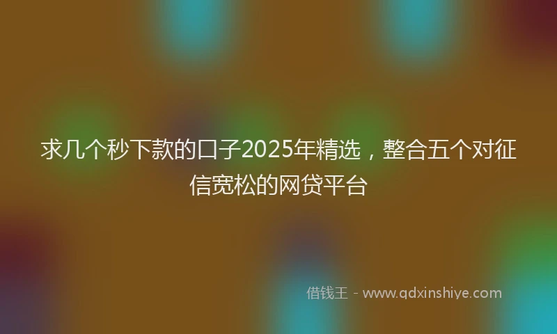 求几个秒下款的口子2025年精选，整合五个对征信宽松的网贷平台