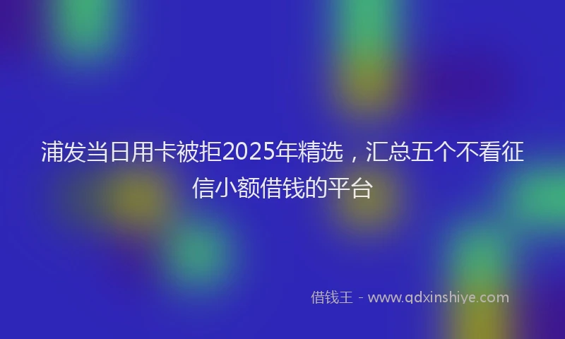 浦发当日用卡被拒2025年精选，汇总五个不看征信小额借钱的平台