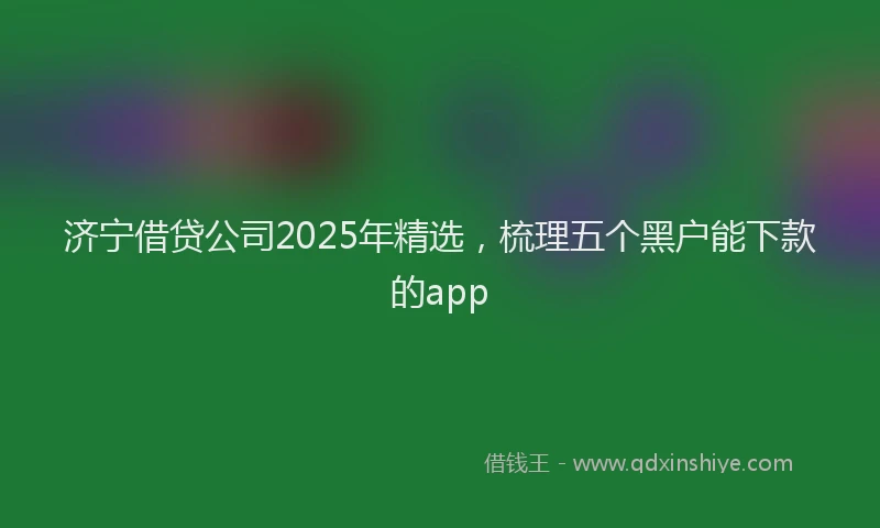 济宁借贷公司2025年精选，梳理五个黑户能下款的app