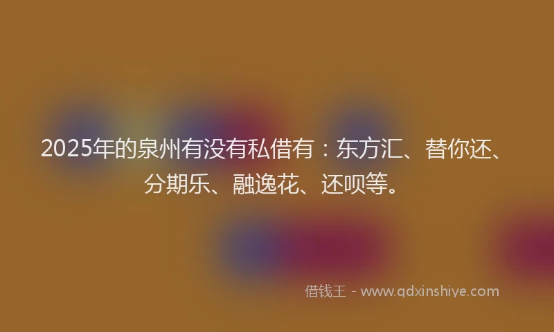 2025年的泉州有没有私借有：东方汇、替你还、分期乐、融逸花、还呗等。