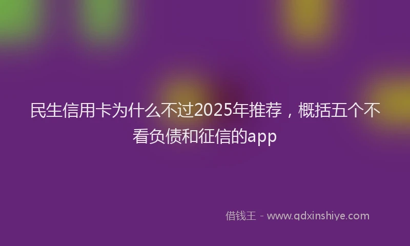 民生信用卡为什么不过2025年推荐，概括五个不看负债和征信的app