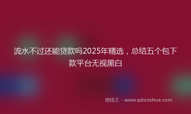 流水不过还能贷款吗2025年精选，总结五个包下款平台无视黑白