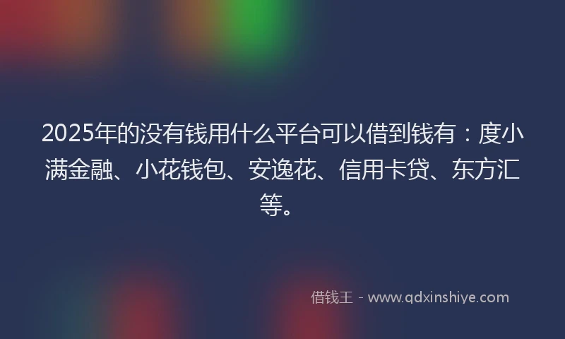 2025年的没有钱用什么平台可以借到钱有：度小满金融、小花钱包、安逸花、信用卡贷、东方汇等。