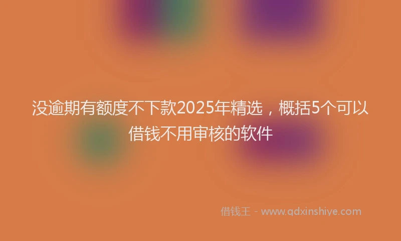 没逾期有额度不下款2025年精选，概括5个可以借钱不用审核的软件