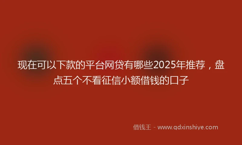 现在可以下款的平台网贷有哪些2025年推荐，盘点五个不看征信小额借钱的口子