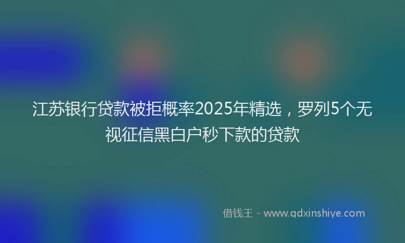 江苏银行贷款被拒概率2025年精选，罗列5个无视征信黑白户秒下款的贷款