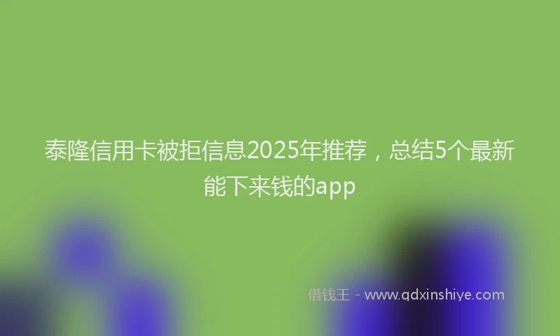 泰隆信用卡被拒信息2025年推荐，总结5个最新能下来钱的app