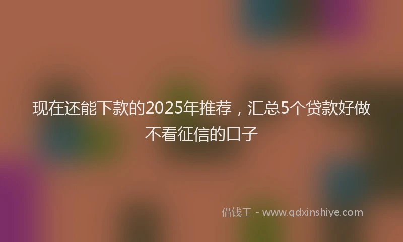 现在还能下款的2025年推荐，汇总5个贷款好做不看征信的口子