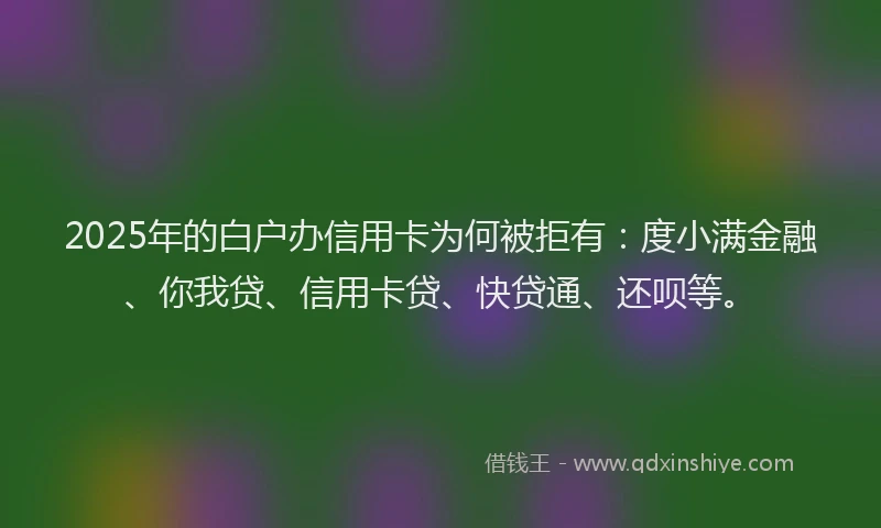 2025年的白户办信用卡为何被拒有：度小满金融、你我贷、信用卡贷、快贷通、还呗等。