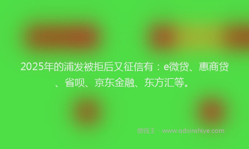 2025年的浦发被拒后又征信有：e微贷、惠商贷、省呗、京东金融、东方汇等。
