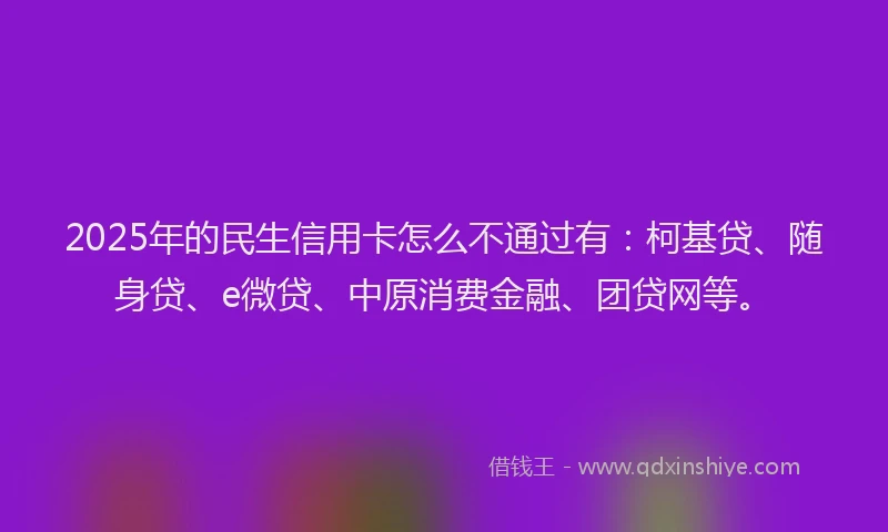 2025年的民生信用卡怎么不通过有：柯基贷、随身贷、e微贷、中原消费金融、团贷网等。