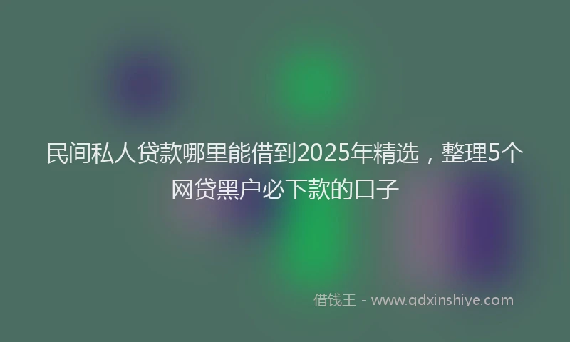 民间私人贷款哪里能借到2025年精选，整理5个网贷黑户必下款的口子