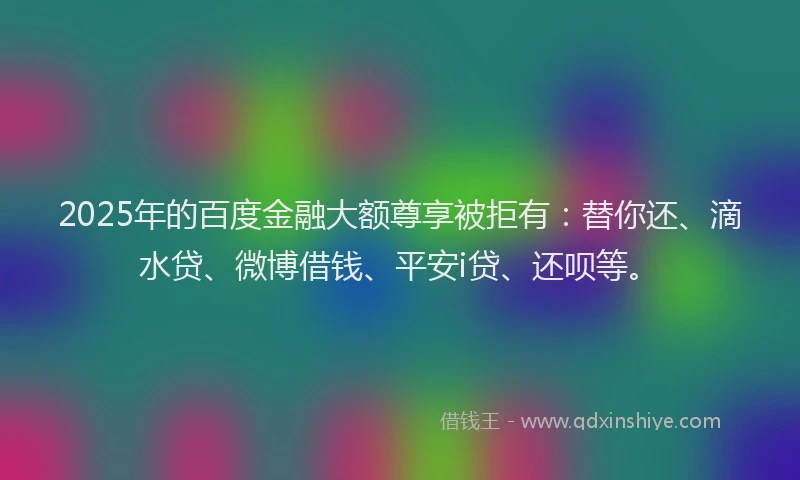 2025年的百度金融大额尊享被拒有：替你还、滴水贷、微博借钱、平安i贷、还呗等。
