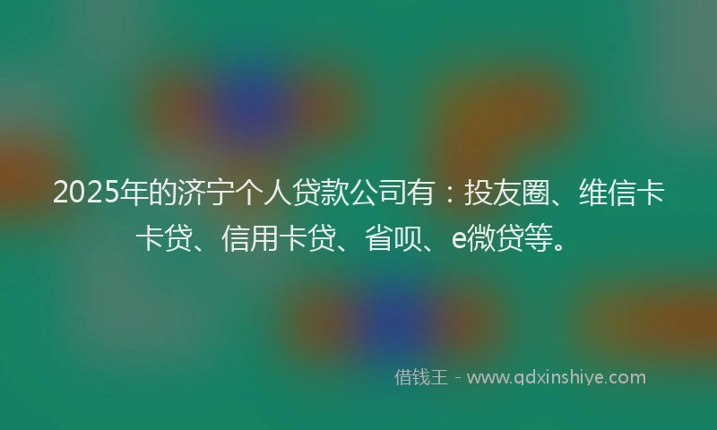 2025年的济宁个人贷款公司有：投友圈、维信卡卡贷、信用卡贷、省呗、e微贷等。