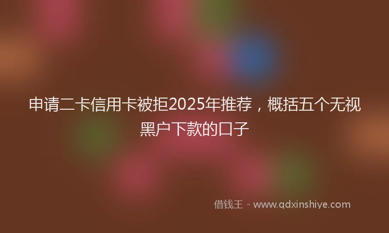 申请二卡信用卡被拒2025年推荐，概括五个无视黑户下款的口子