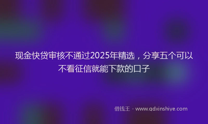 现金快贷审核不通过2025年精选，分享五个可以不看征信就能下款的口子