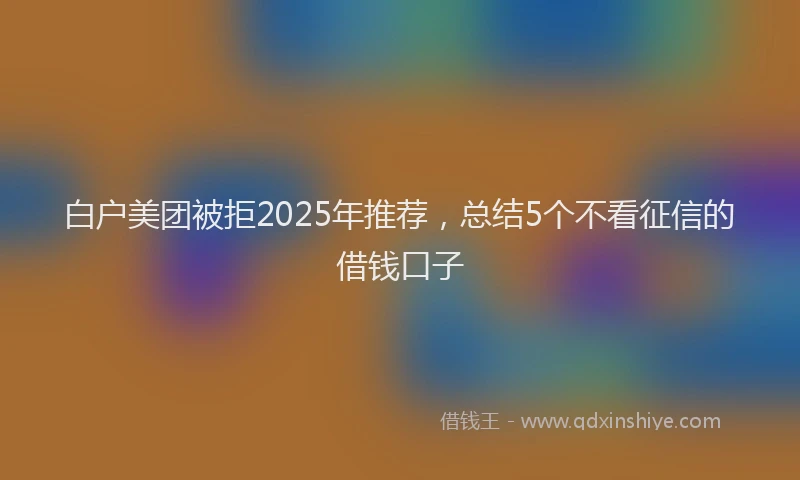 白户美团被拒2025年推荐，总结5个不看征信的借钱口子