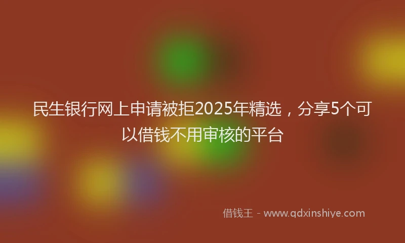 民生银行网上申请被拒2025年精选，分享5个可以借钱不用审核的平台