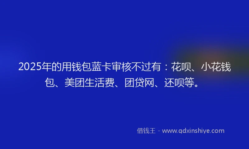2025年的用钱包蓝卡审核不过有：花呗、小花钱包、美团生活费、团贷网、还呗等。