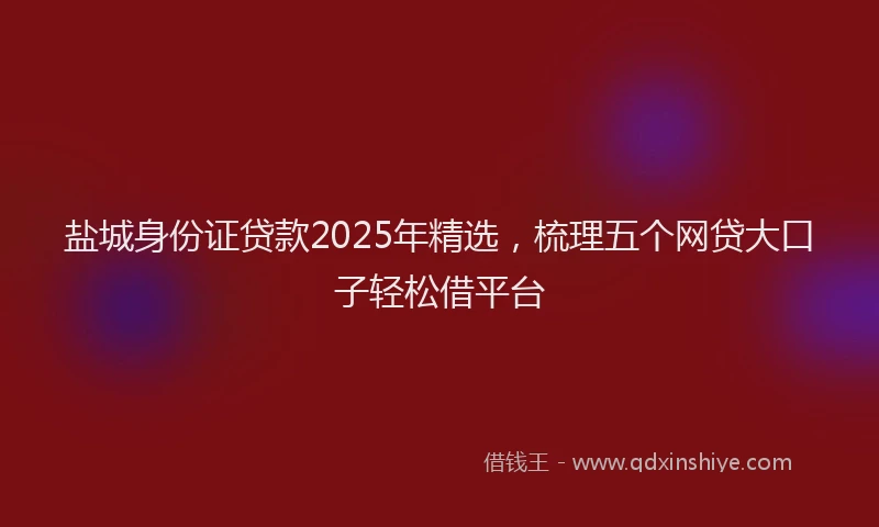 盐城身份证贷款2025年精选，梳理五个网贷大口子轻松借平台