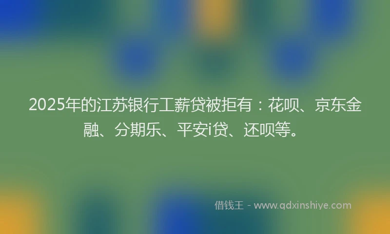 2025年的江苏银行工薪贷被拒有：花呗、京东金融、分期乐、平安i贷、还呗等。