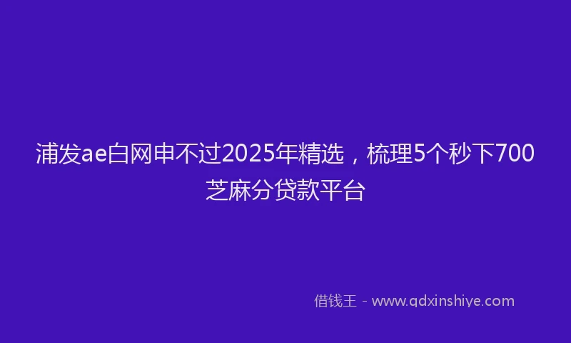 浦发ae白网申不过2025年精选，梳理5个秒下700芝麻分贷款平台