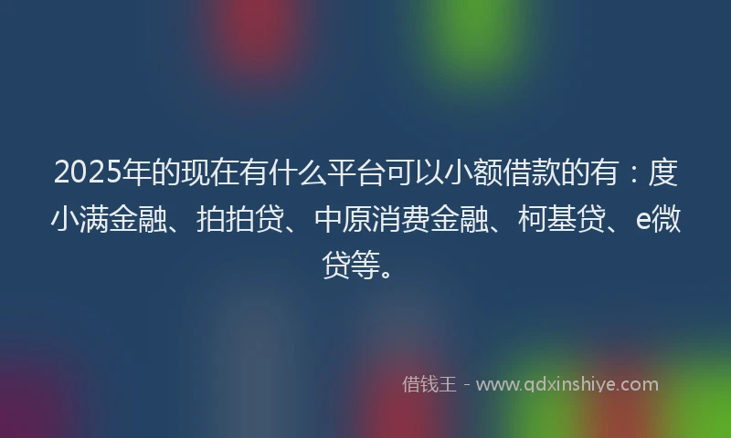 2025年的现在有什么平台可以小额借款的有：度小满金融、拍拍贷、中原消费金融、柯基贷、e微贷等。