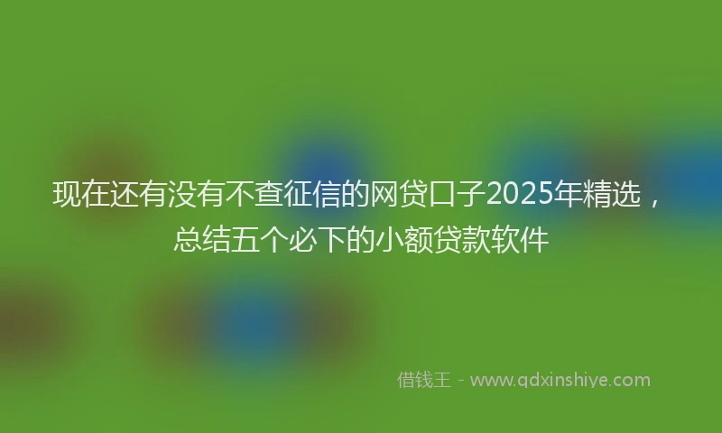 现在还有没有不查征信的网贷口子2025年精选，总结五个必下的小额贷款软件