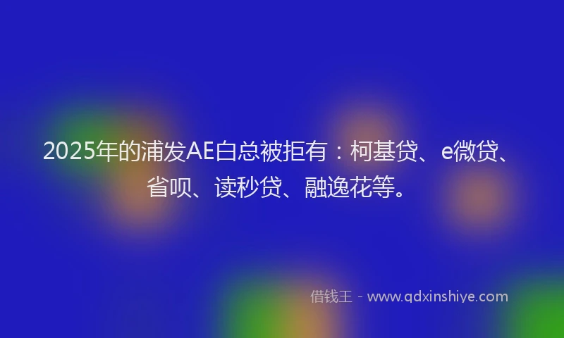 2025年的浦发AE白总被拒有：柯基贷、e微贷、省呗、读秒贷、融逸花等。