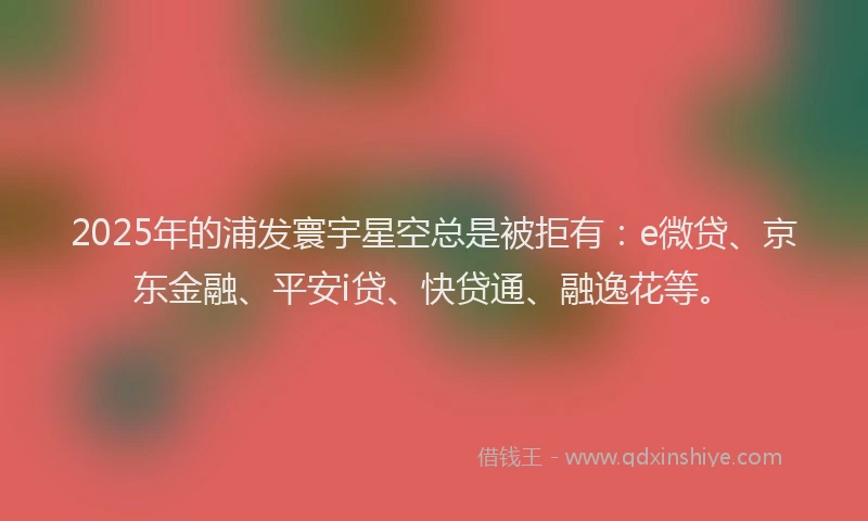 2025年的浦发寰宇星空总是被拒有：e微贷、京东金融、平安i贷、快贷通、融逸花等。