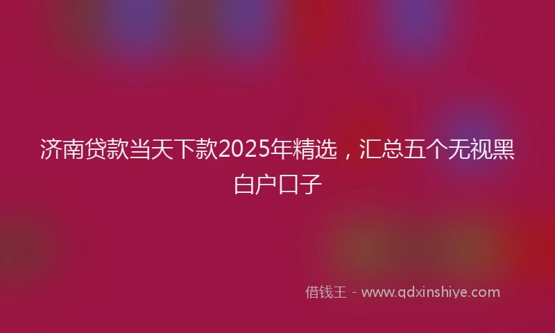 济南贷款当天下款2025年精选，汇总五个无视黑白户口子