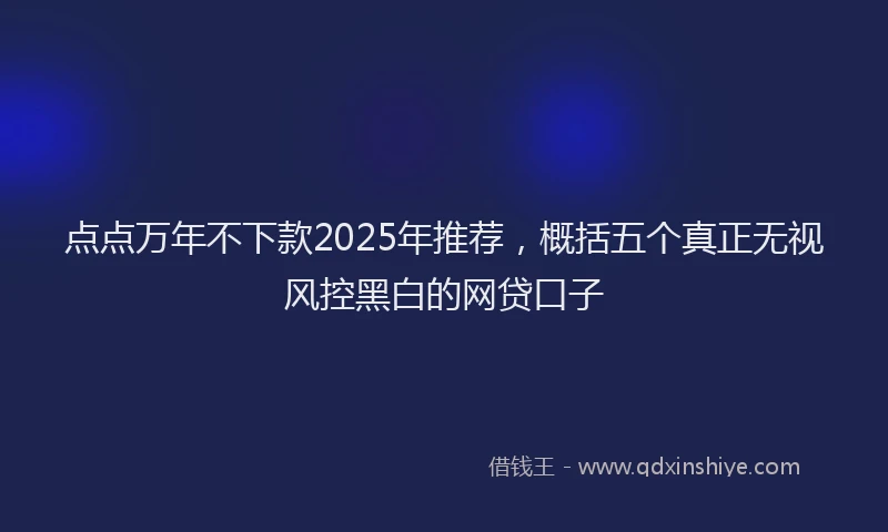 点点万年不下款2025年推荐，概括五个真正无视风控黑白的网贷口子