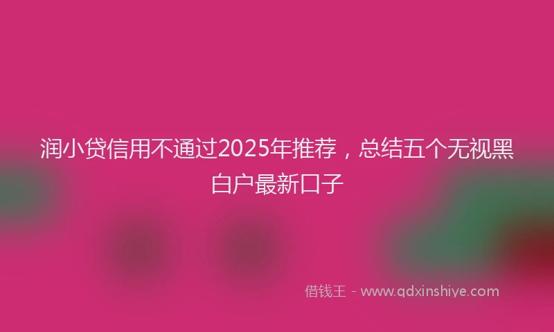 润小贷信用不通过2025年推荐，总结五个无视黑白户最新口子