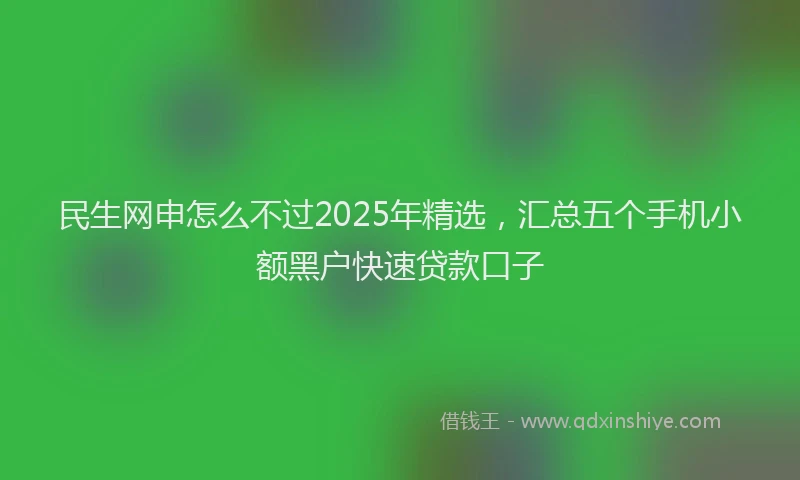 民生网申怎么不过2025年精选，汇总五个手机小额黑户快速贷款口子