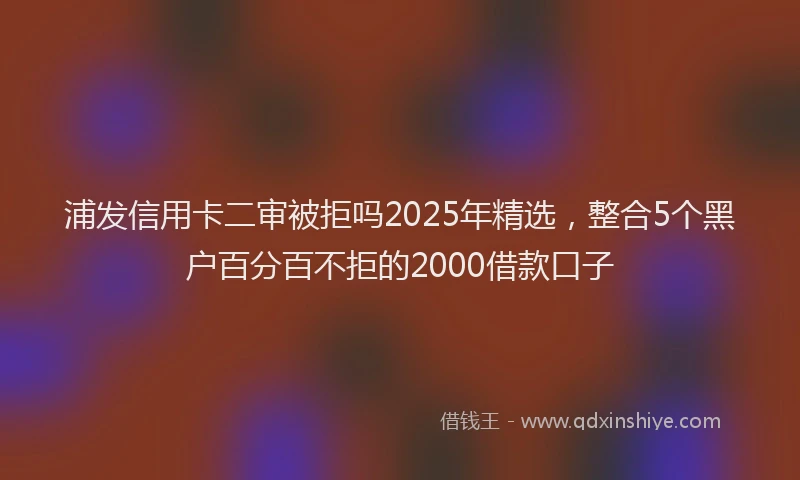 浦发信用卡二审被拒吗2025年精选，整合5个黑户百分百不拒的2000借款口子