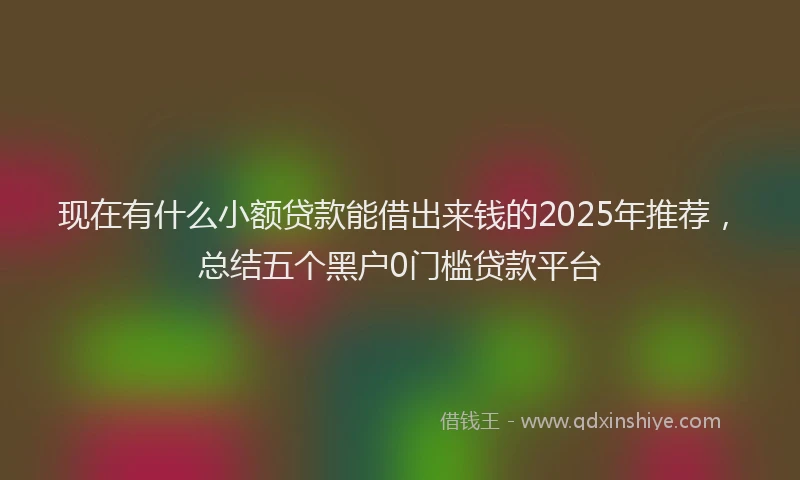 现在有什么小额贷款能借出来钱的2025年推荐，总结五个黑户0门槛贷款平台