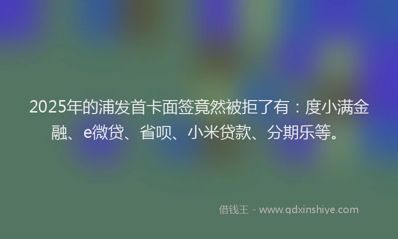 2025年的浦发首卡面签竟然被拒了有：度小满金融、e微贷、省呗、小米贷款、分期乐等。