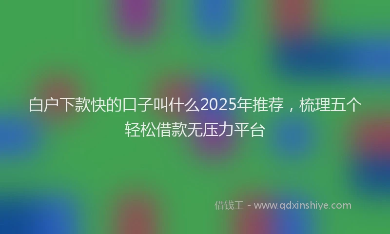 白户下款快的口子叫什么2025年推荐，梳理五个轻松借款无压力平台