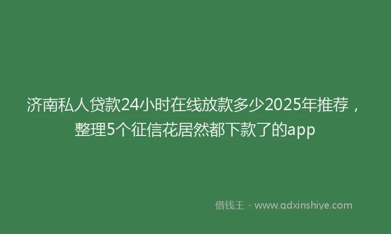 济南私人贷款24小时在线放款多少2025年推荐，整理5个征信花居然都下款了的app