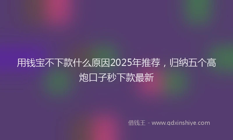 用钱宝不下款什么原因2025年推荐，归纳五个高炮口子秒下款最新