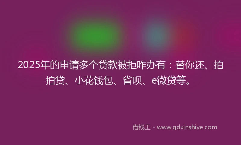 2025年的申请多个贷款被拒咋办有：替你还、拍拍贷、小花钱包、省呗、e微贷等。