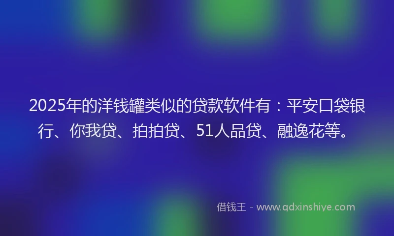 2025年的洋钱罐类似的贷款软件有：平安口袋银行、你我贷、拍拍贷、51人品贷、融逸花等。