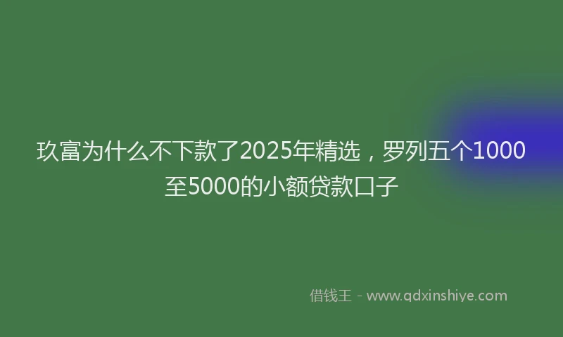 玖富为什么不下款了2025年精选，罗列五个1000至5000的小额贷款口子