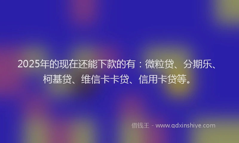 2025年的现在还能下款的有：微粒贷、分期乐、柯基贷、维信卡卡贷、信用卡贷等。