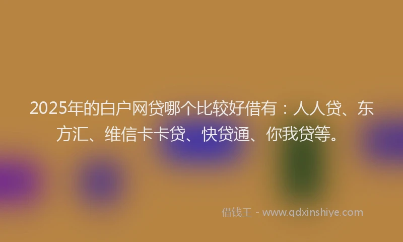 2025年的白户网贷哪个比较好借有：人人贷、东方汇、维信卡卡贷、快贷通、你我贷等。